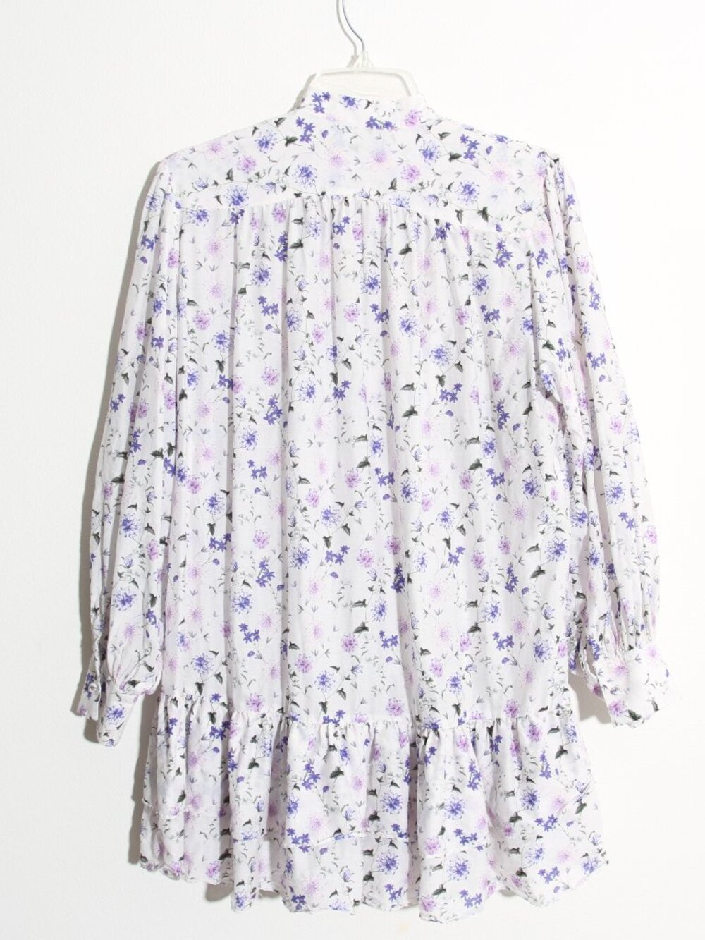The Kooples Ditsy Floral Print Cotton Silk Mini Shirt Dress Button Long Sleeves - Picture 9 of 14